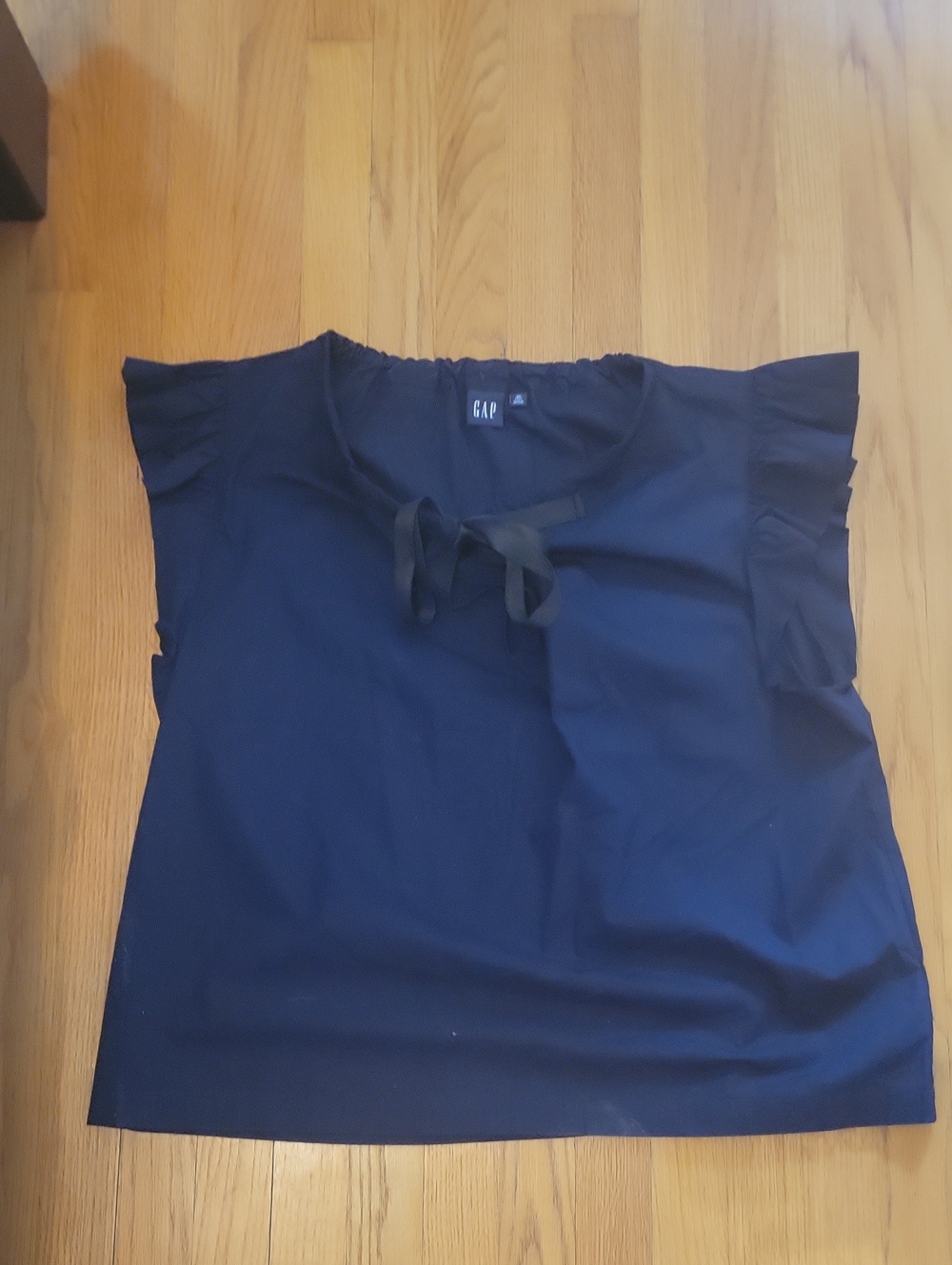 GAP Navy Tie-Neck Ruffle Sleeve Blouse Size XL